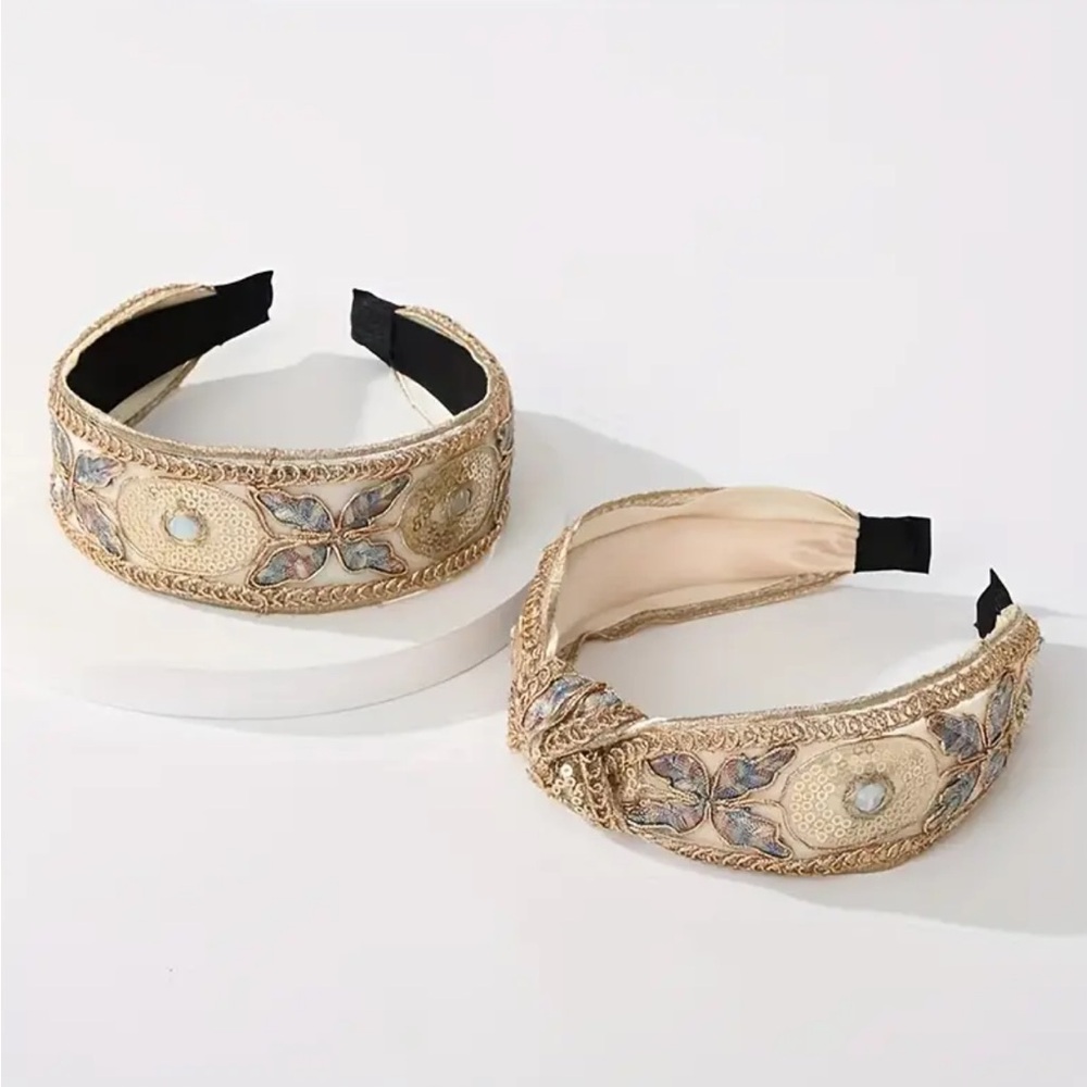 Knotted Wide-Brimmed Sequin Butterfly Headband - Picture 2 of 3